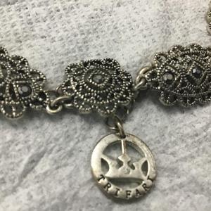 Photo of Crown Trifari Silver Tone Adjustable Necklace W/Black Stones