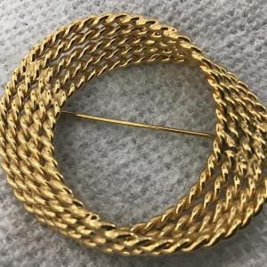 Photo of Monet Oval Gold Plated Rope Twist Brooch circa 1980s