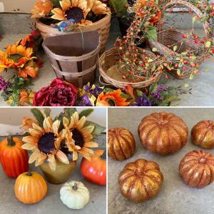 Photo of LOT 99: Fall Decorations - Baskets, Pumpkins and Flowers