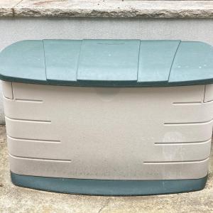 Photo of LOT 86: Rubbermaid Patio Storage Tote and Contents