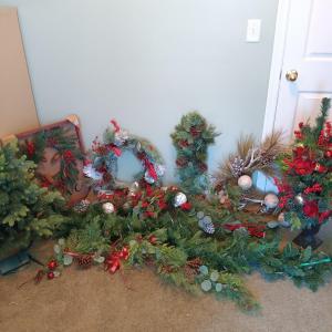 Photo of LOT 72: Collection of Christmas Greenery, Wreaths & Small Trees