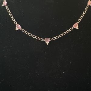 Photo of Nadri Designer, pink stone, silver tone necklace