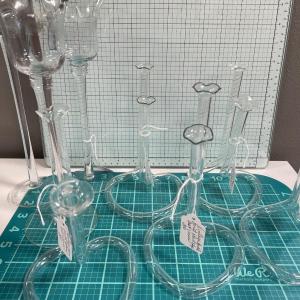 Photo of Vintage bud vases with tall candle holders