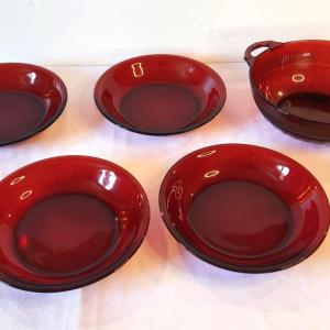 Photo of Lot #37 Lot of Vintage Ruby Red Glassware