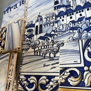 Photo of Box of 36 Hand Painted Portuguese Ceramic Tiles