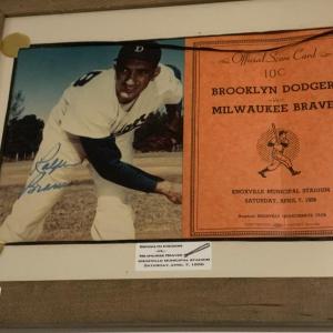 Photo of 1956 Brooklyn Dodgers Game Program & Signed Photo Framed