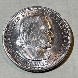 Photo of 1892 AU58/UNCIRCULATED CONDITION COLUMBIAN EXPOSITION COMMEMORATIVE SILVER HALF 