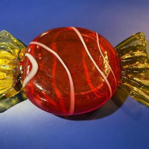 Photo of Vintage Hand-Blown Art Glass Hard Candy Decor in New Never Used Condition.