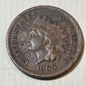 Photo of 1865 VF CONDITION/POROUS CORRODED INDIAN HEAD CENT AS PICTURED.