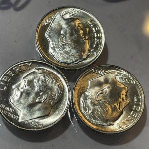 Photo of 1954-P/D/S SET CHOICE BU CONDITION ROOSEVELT SILVER DIMES AS PICTURED.
