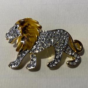 Photo of Vintage Rhinestone & Enamel Lion Fashion Pin/Brooch as Pictured.