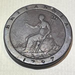 Photo of Great Britain 1797 Penny Coin George III Penny/Cartwheel Coin #3 as Pictured.