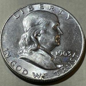 Photo of 1963-P UNC. FULL BELL LINES FRANKLIN SILVER HALF DOLLAR AS PICTURED.