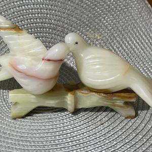 Photo of Vintage Carved Alabaster/Marble Love Birds 7" Wide x 3.75" Tall in VG Preowned C