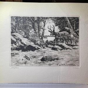 Photo of Vintage Plate Etching by R.H. Palenske "A BIT OF HEAVEN" 12.5" x 16" in Good Pre