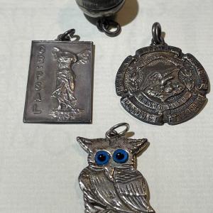 Photo of Lot of 4 Sterling Silver Early Scholastic Awards Medals/Tokens as Pictured.