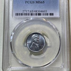 Photo of PCGS CERTIFIED 1943-S MS65 LINCOLN WARTIME CENT AS PICTURED.
