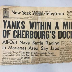 Photo of New York World - Telegram Original 1944 Vintage Newspaper