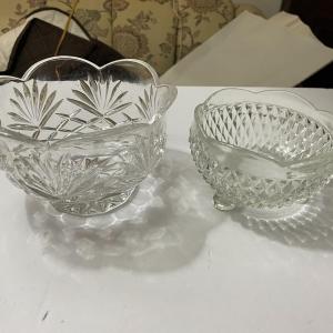 Photo of 2-Vintage Pressed Glass Nut Bowls in Good Preowned Condition.