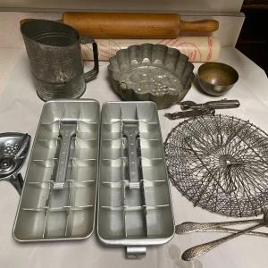 Photo of Vintage Lot of Some Fantastic Kitchen Utensils from Roller Pin to Aluminum Ice C
