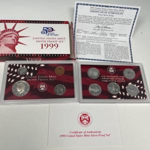 Photo of United States Mint Silver Proof Set 1999 w/ COA