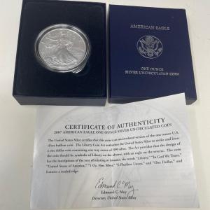 Photo of American Eagle One Ounce Silver Uncirculated Coin 2007 w/ COA