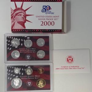 Photo of United States Mint Silver Proof Set 2000 Two Cases w/ COA
