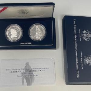 Photo of Leif Ericson Millennium Commemorative Coins US & Icelandic Proof Silver Two Coin