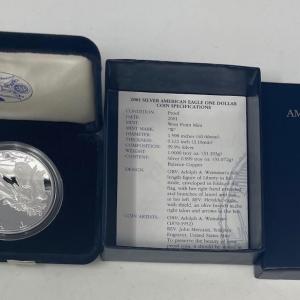 Photo of 2001 Silver American Eagle One Dollar Mint - West Point Mint One Ounce Proof Sil