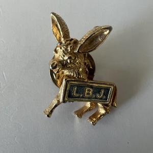 Photo of Vintage Donkey Pin Presidential Lyndon B Johnson Campaign Pin