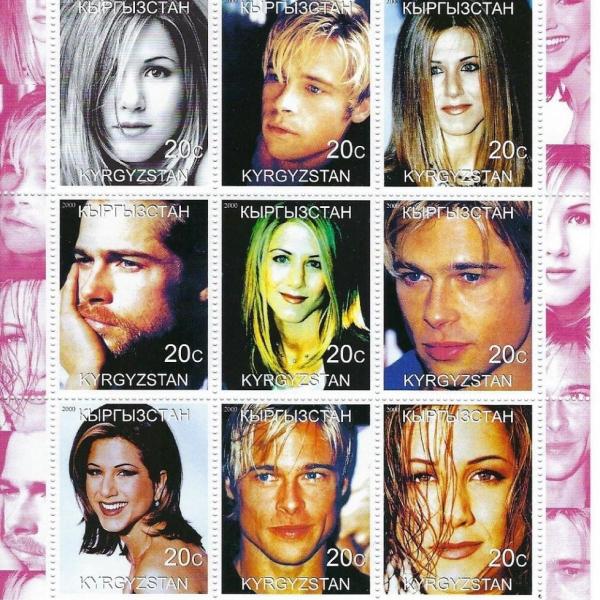 Photo of Jennifer Aniston & Brad Pitt  Cinderella Stamp Set