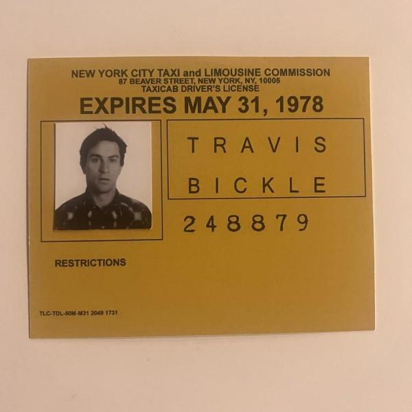 Photo of Taxi Driver Travis Bickle drivers license ID prop