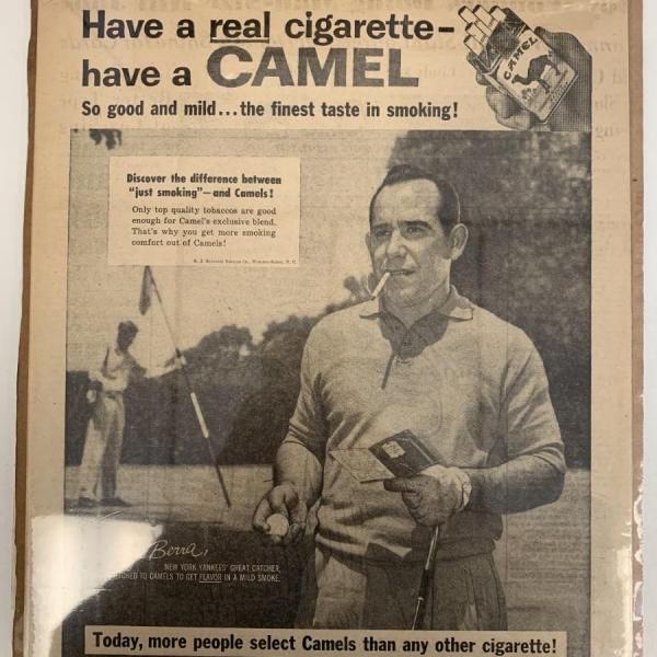 Photo of Yogi Berra Camel Cigarette Advertisement