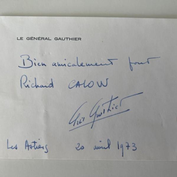 Photo of Jean-Robert Gauthier signed note 