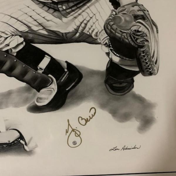 Photo of Yogi Berra signed original artwork