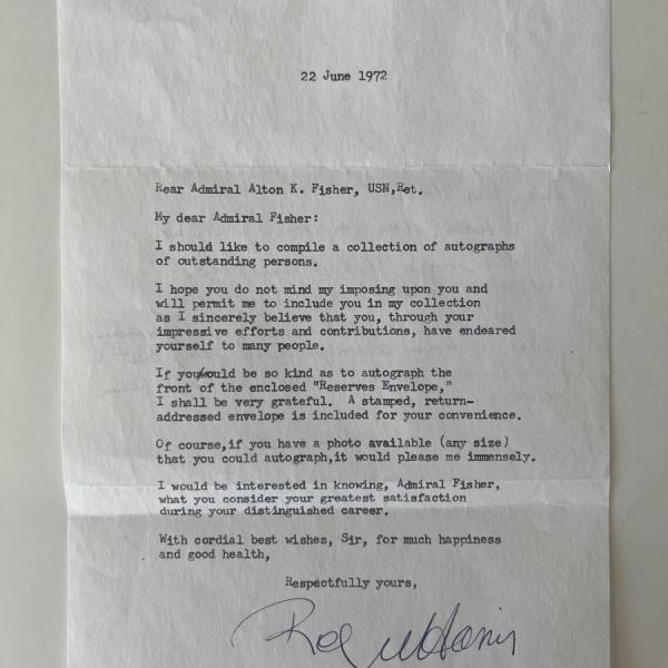 Photo of Roger Harris signed letter 