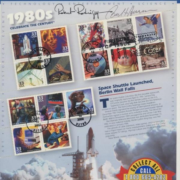 Photo of USPS Signed  Celebrate The Century 1980s - Sheet of Fifteen Stamps, First Day of