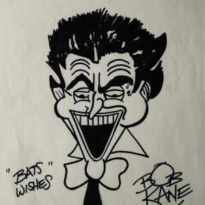 Photo of Bob Kane original hand written and signed Joker sketch 