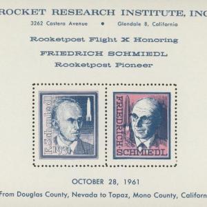 Photo of Friedrich Schmiedl Rocketpost Pioneer Commermorative Stamp Set