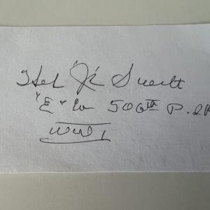 Photo of WWI Herbert J Suerth Jr original signature 