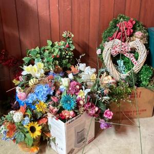 Photo of LOT 55: Large Assortment of Artificial Flowers, Wreaths and More