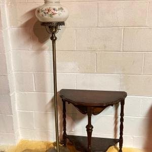 Photo of LOT 62: Vintage Floor Lamp and Wooden Side Table