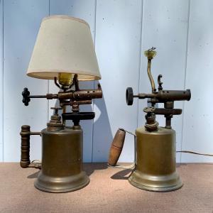 Photo of LOT 148 S: Pair of Brass Otto Bern Torch Lamps