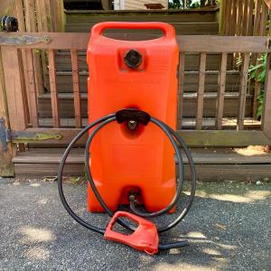 Photo of LOT 126 S: Sceptor Flo n' go Duramax 14 Gallon Gas Container w/ Wheels