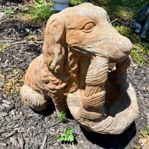 Photo of LOT 139 O: Cement Dog w/ Planter Basket