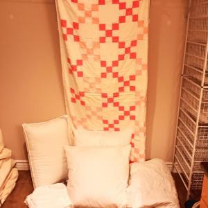 Photo of HANDMADE QUILT, LARGE THROW PILLOWS W/SHAMS, LAURA ASHLEY QUILTED MATTRESS COVER