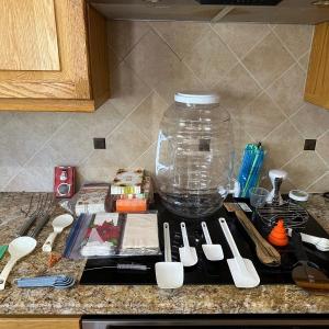 Photo of BEVERAGE CONTAINER W/SPIGOT, KITCHEN UTENSILS AND MORE