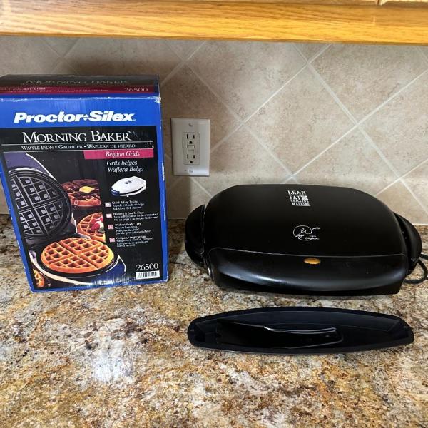 Photo of LARGE GEORGE FORMAN AND PROCTOR-SILEX WAFFLE MAKER