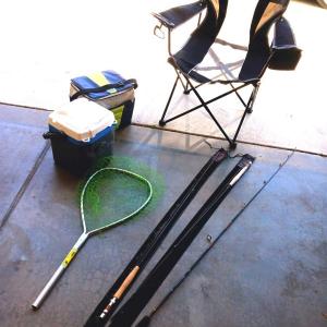 Photo of OZARK TRAIL FOLDING CHAIR, 2 COOLERS, FISHING POLES AND NET