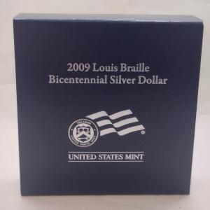 Photo of 2009 U. S. Mint Louis Braille Bicentennial Silver Dollar Proof Coin (#111)